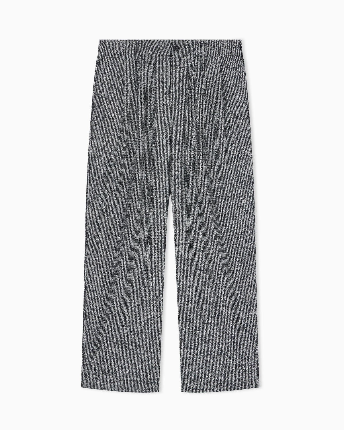 Patterned wool blend trousers with pleats and side pockets