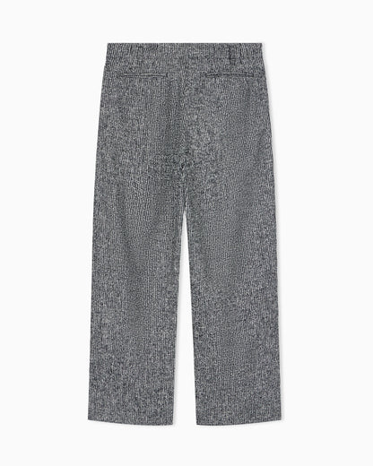 Patterned wool blend trousers with pleats and side pockets