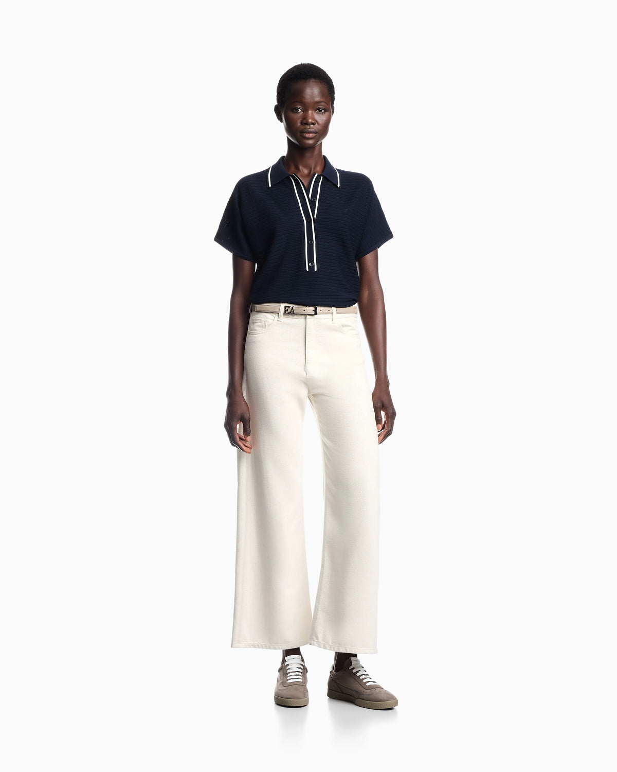 Regular fit five-pocket pants in cotton and viscose drill