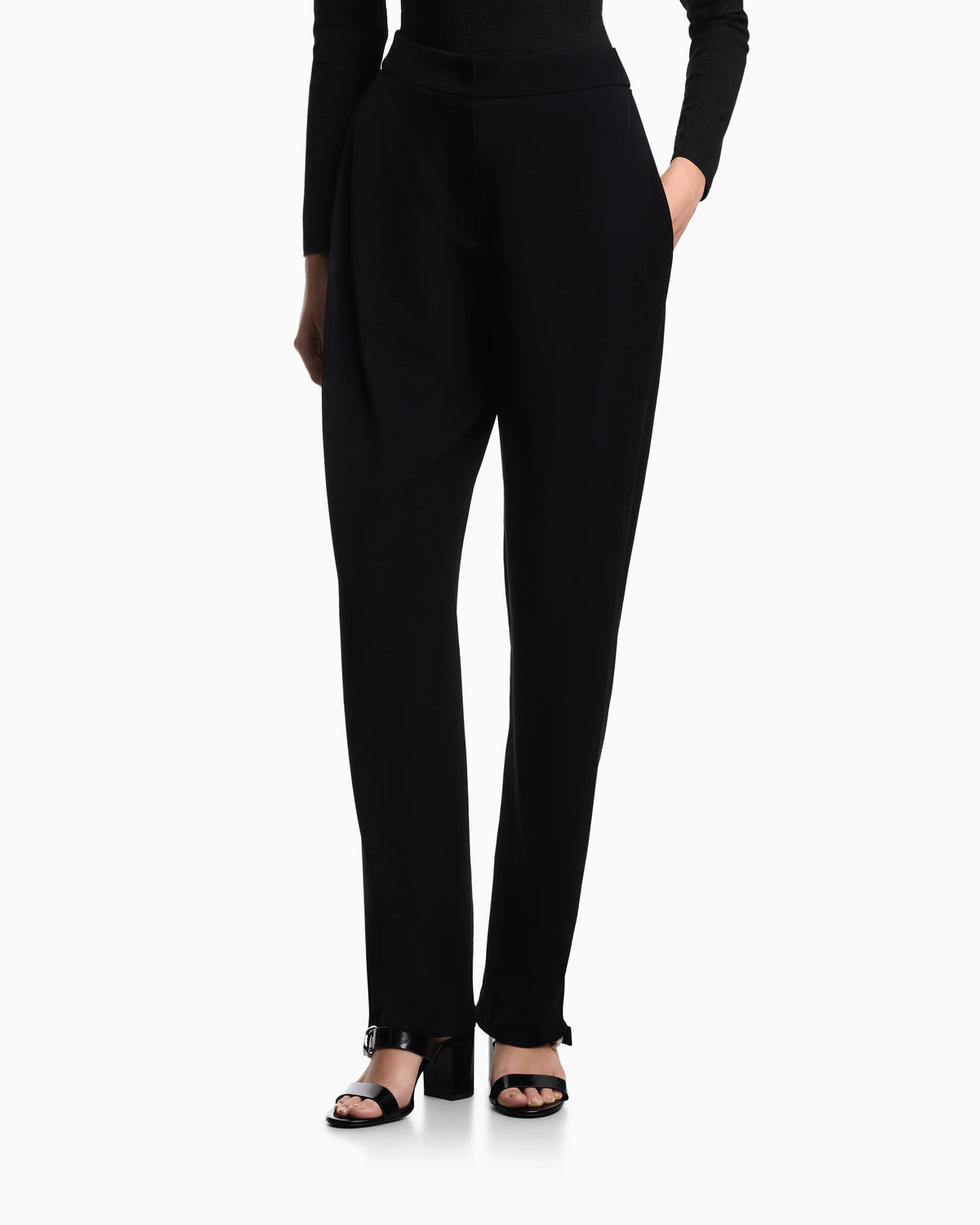 Washed twill trousers with side crease