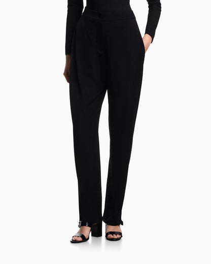 Washed twill trousers with side crease