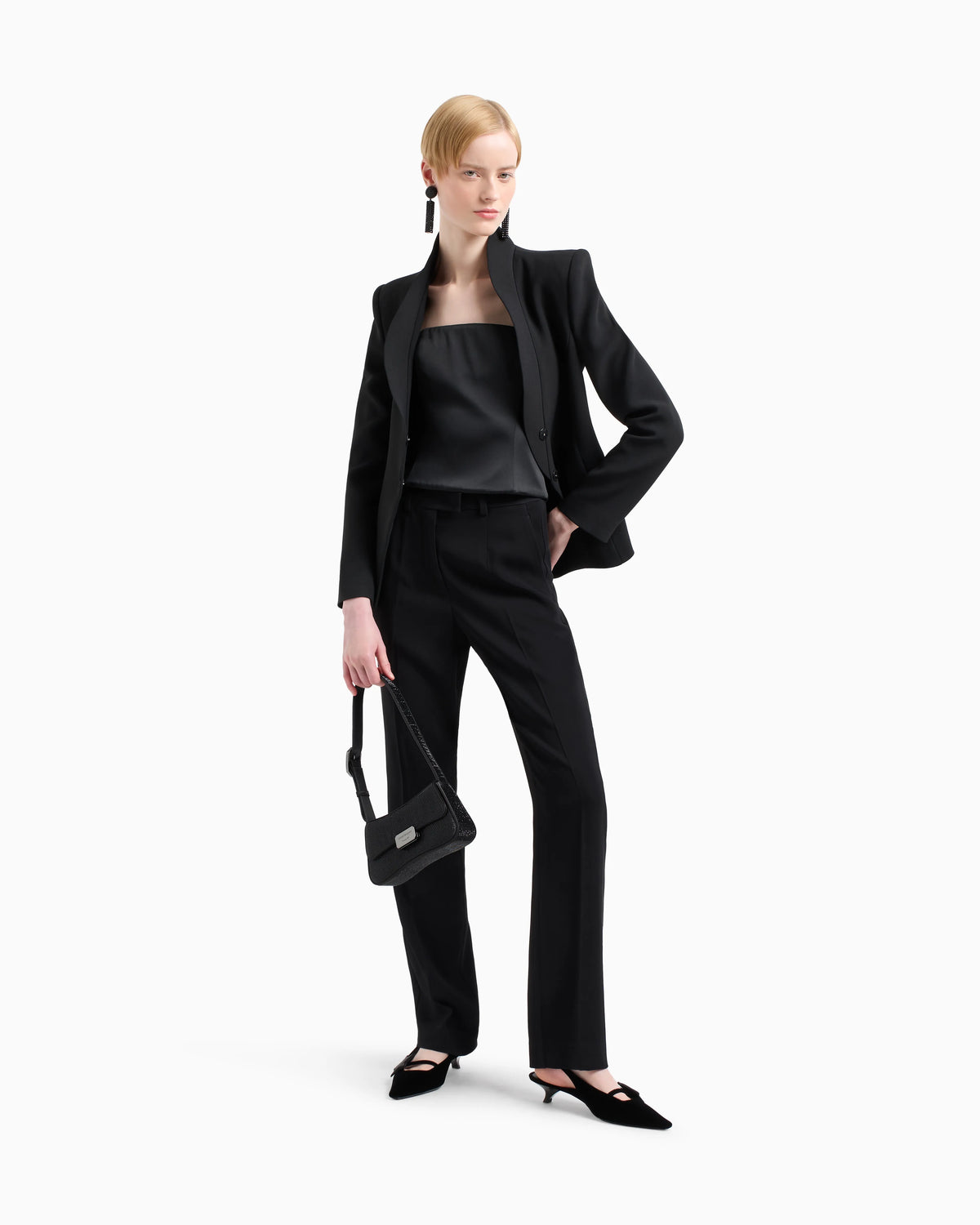 Crêpe cady jacket with ruffle-effect contoured edges