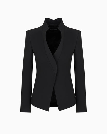 Crêpe cady jacket with ruffle-effect contoured edges