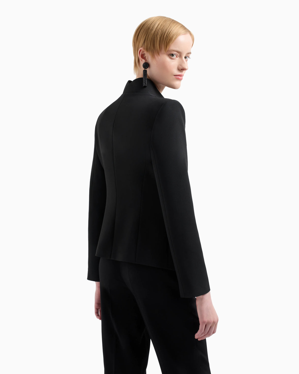 Crêpe cady jacket with ruffle-effect contoured edges
