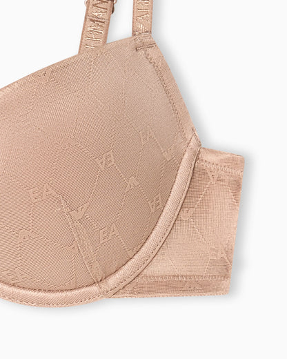 all-over eagle logo push-up bra in recycled mesh