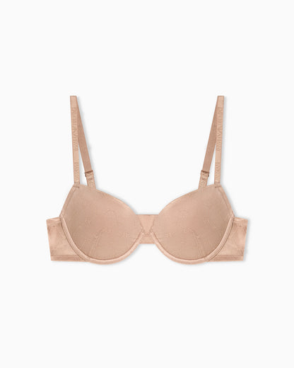 all-over eagle logo push-up bra in recycled mesh