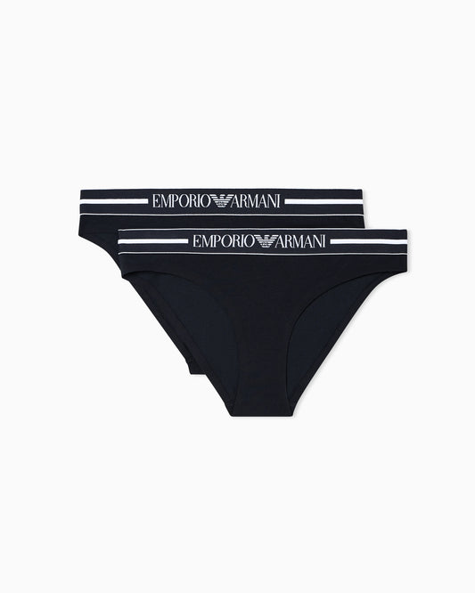 Two-pack of organic jersey briefs with logo waistband