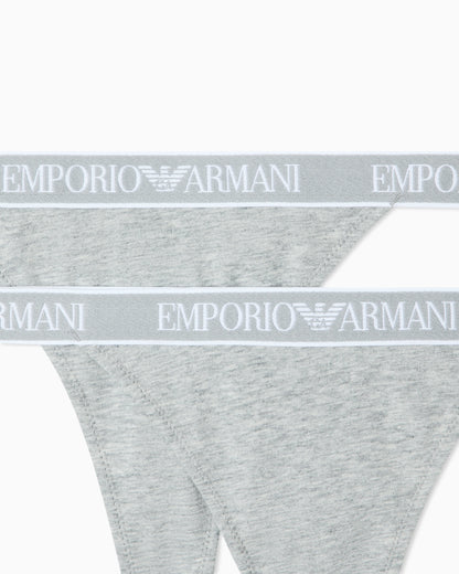 Two-pack of Iconic organic jersey thongs with logo waistband