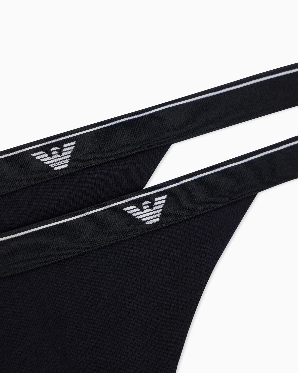 2-pack of stretch cotton jersey T-thongs with a logo band