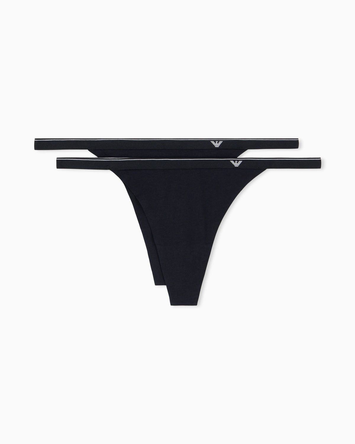 2-pack of stretch cotton jersey T-thongs with a logo band