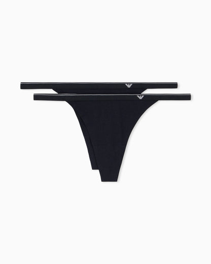 2-pack of stretch cotton jersey T-thongs with a logo band