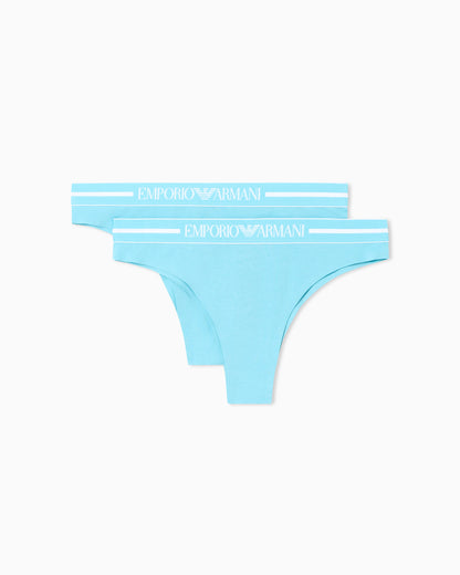 Two-pack of organic jersey Brazilian briefs with logo waistband