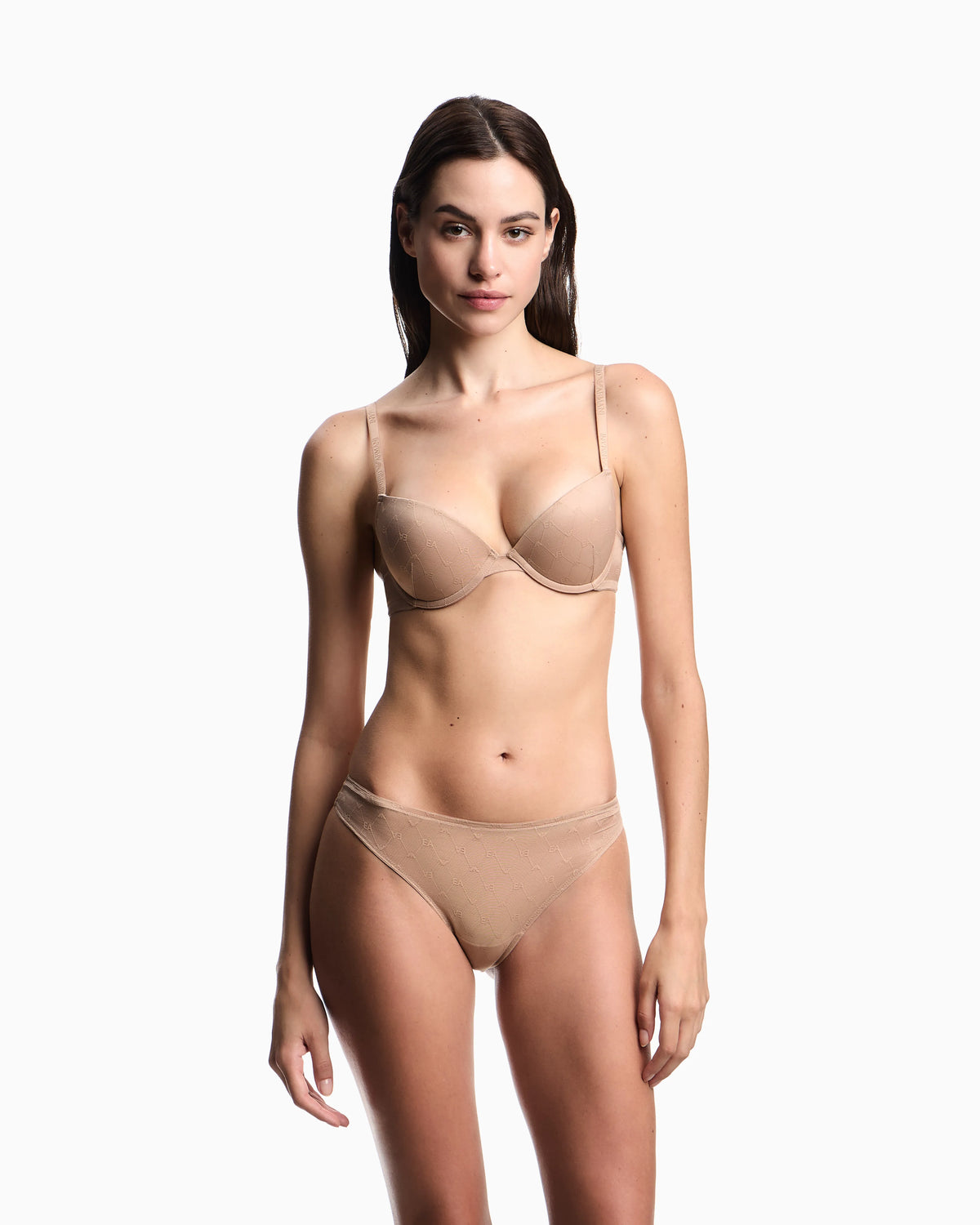 Two-pack of recycled mesh Brazilian briefs with all-over eagle logo