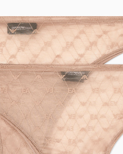 Two-pack of recycled mesh Brazilian briefs with all-over eagle logo