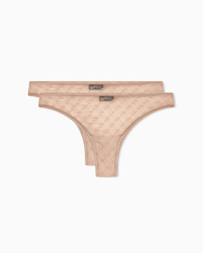 Two-pack of recycled mesh Brazilian briefs with all-over eagle logo