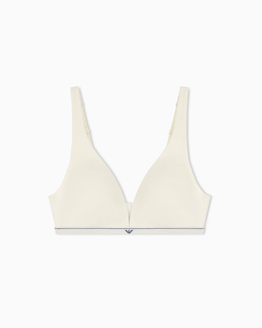 Padded wireless cotton jersey bralette with a logo band