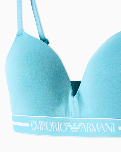 organic jersey padded triangle bra with logo underband