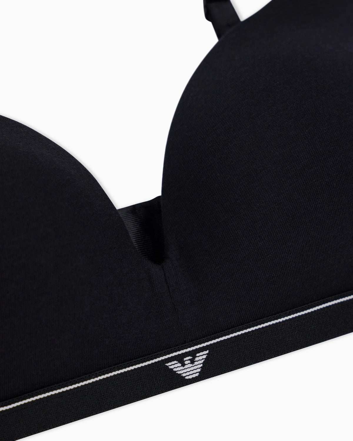 Padded triangle bra in cotton jersey with logo band