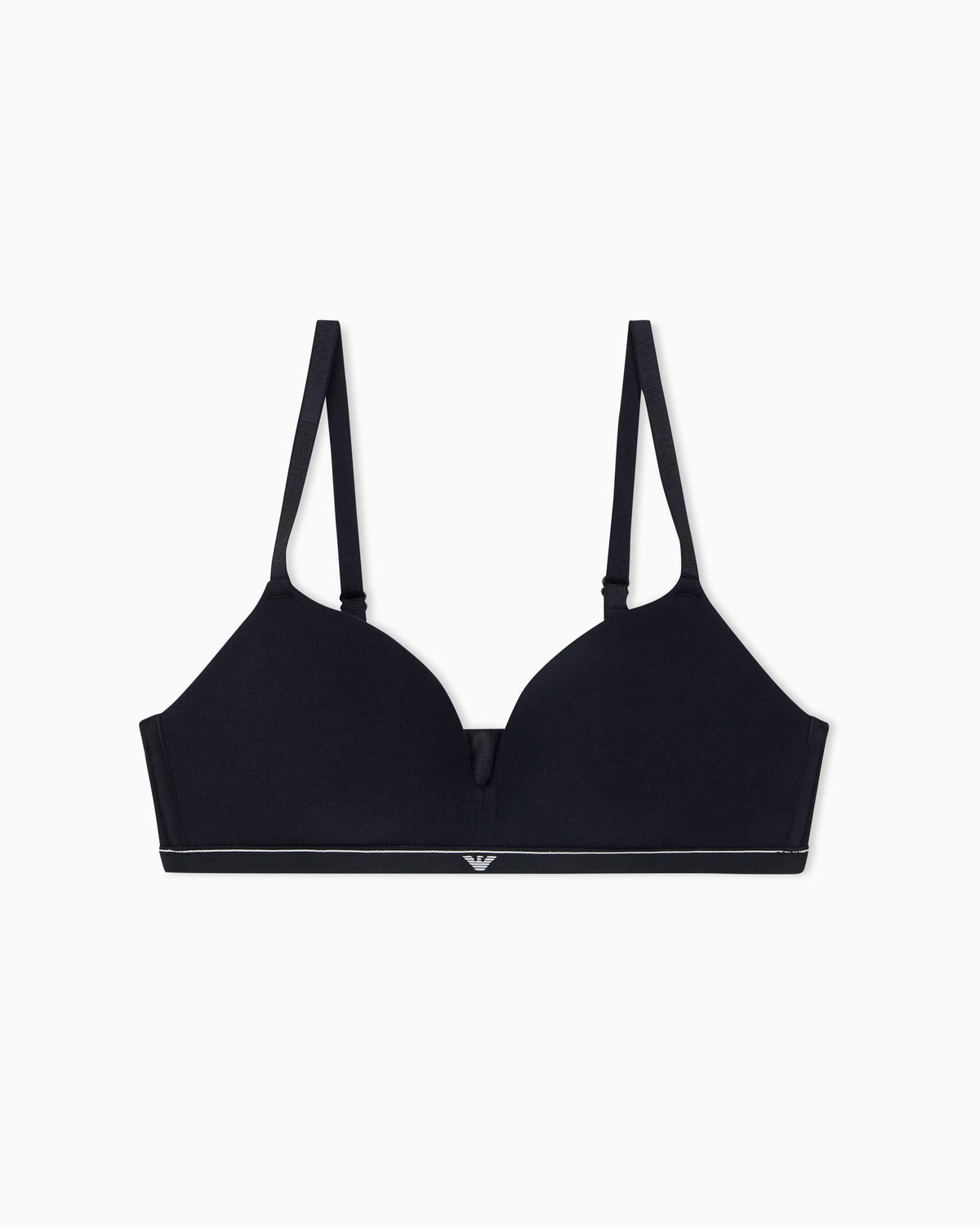 Padded triangle bra in cotton jersey with logo band