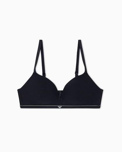Padded triangle bra in cotton jersey with logo band