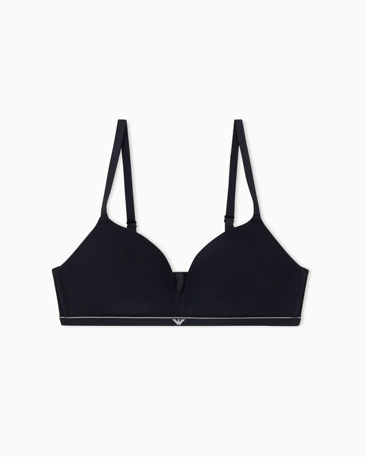 Padded triangle bra in cotton jersey with logo band