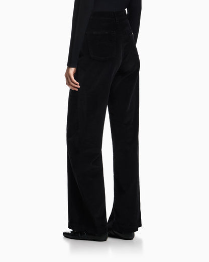 Wide-leg five-pocket trousers in garment-dyed corduroy