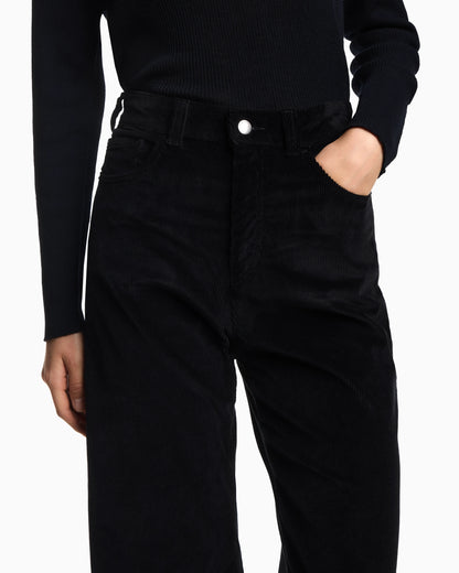 Wide-leg five-pocket trousers in garment-dyed corduroy