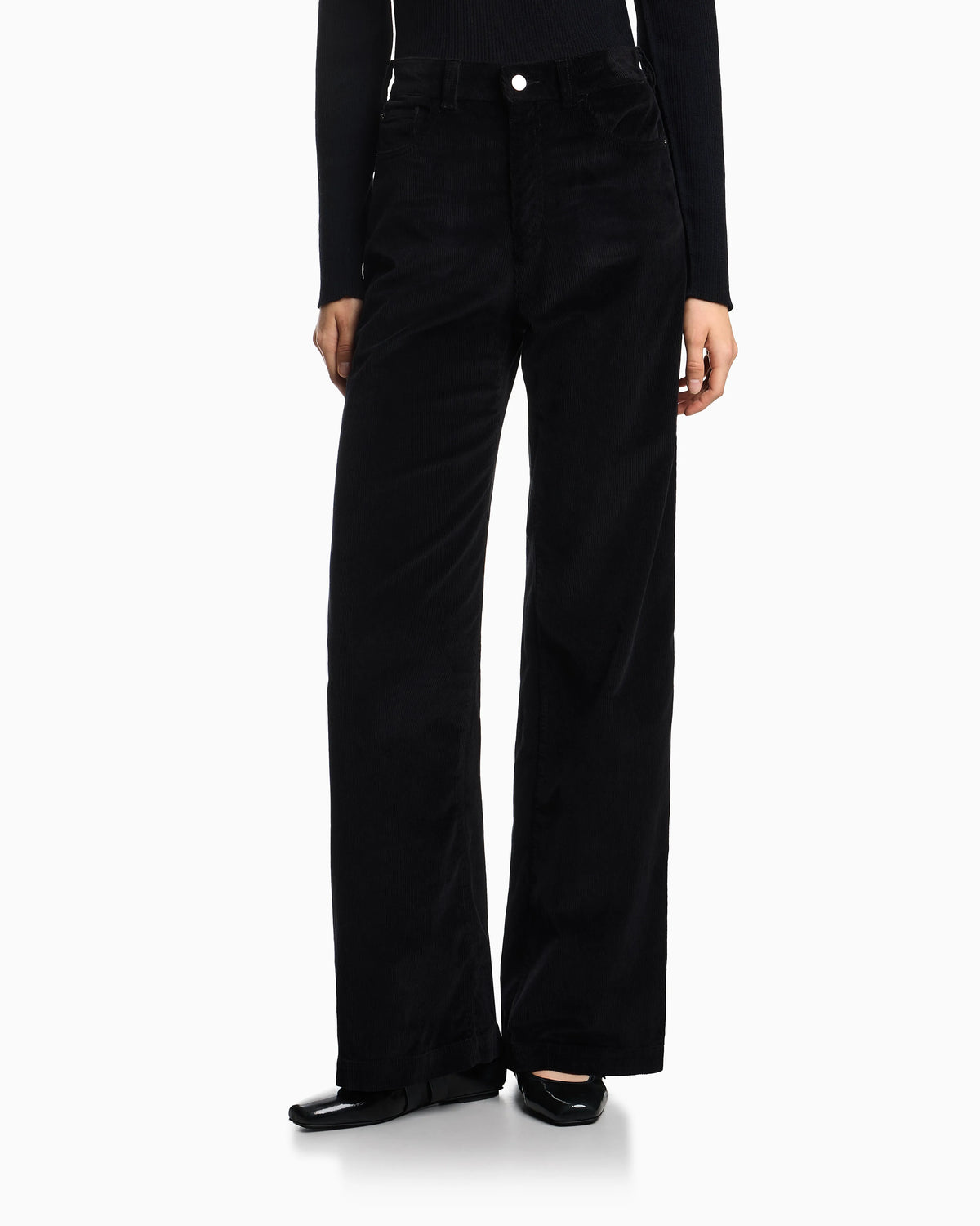 Wide-leg five-pocket trousers in garment-dyed corduroy
