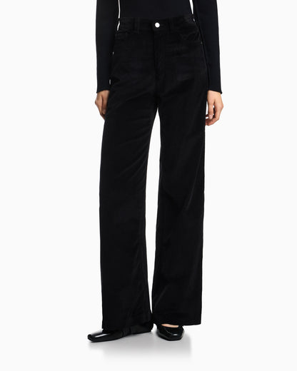 Wide-leg five-pocket trousers in garment-dyed corduroy
