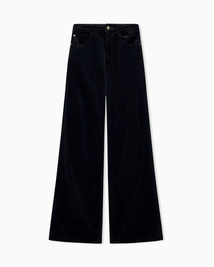 Wide-leg five-pocket trousers in garment-dyed corduroy