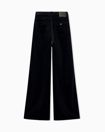 Wide-leg five-pocket trousers in garment-dyed corduroy