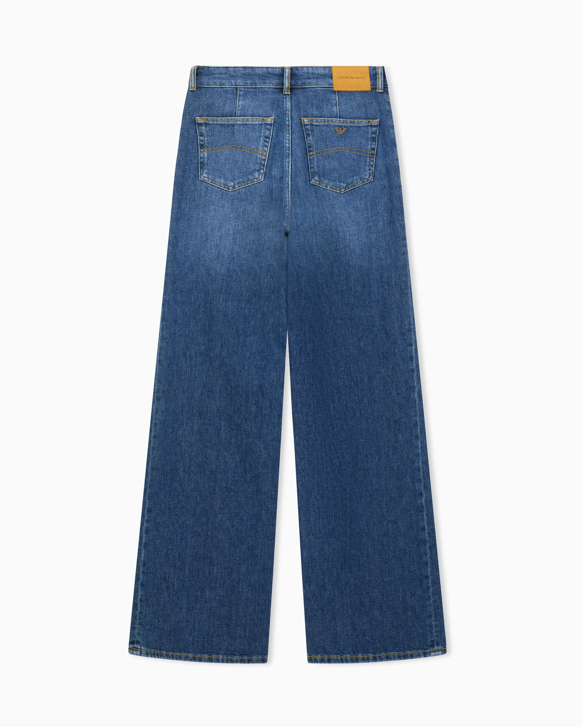 5-pocket pants high-waisted wide-leg denim with a used look