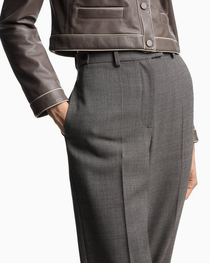 Mouliné crêpe wool trousers