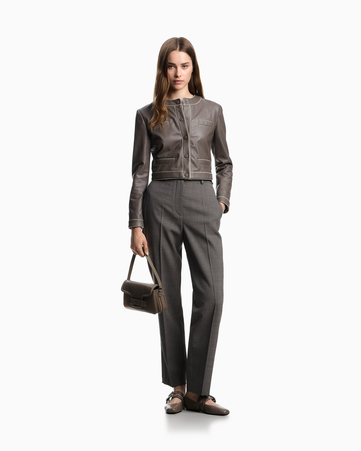 Mouliné crêpe wool trousers