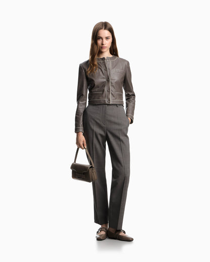 Mouliné crêpe wool trousers