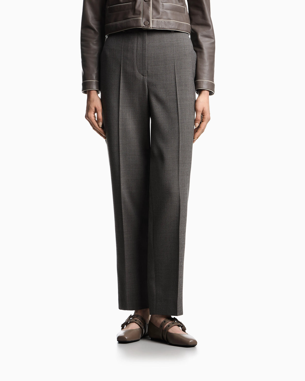 Mouliné crêpe wool trousers