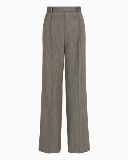 Mouliné wool-blend trousers with darts and chevron motif