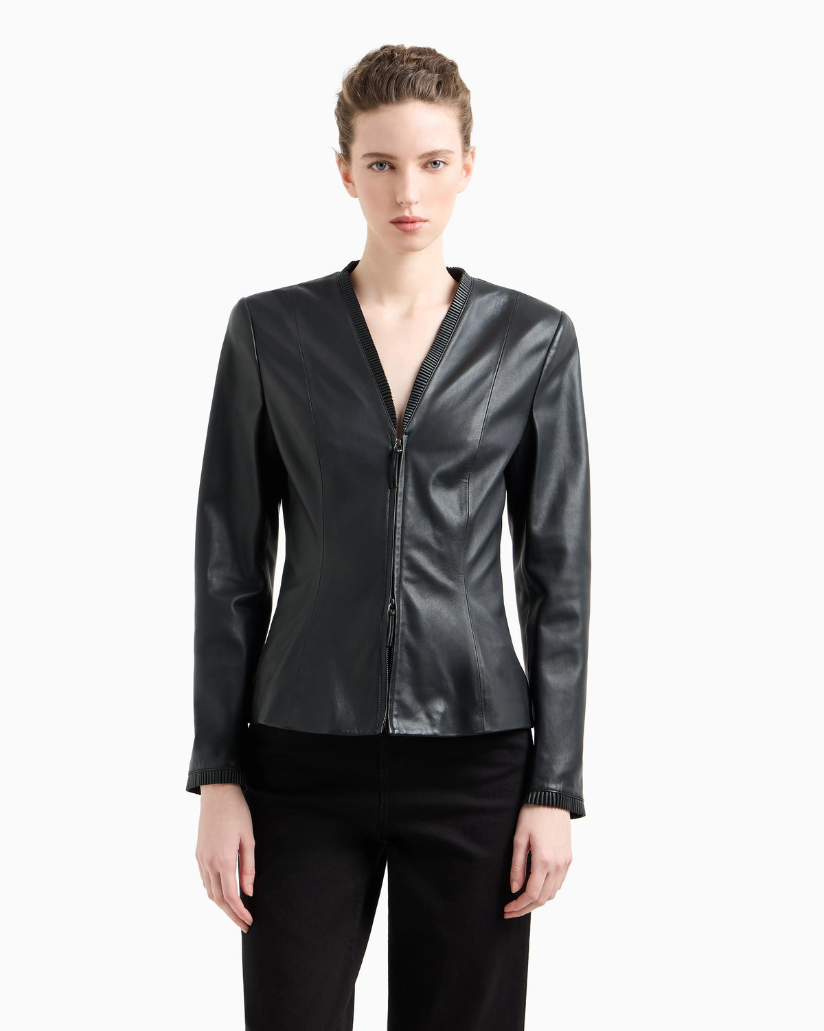 Glove-quality, lambskin nappa leather slim-fit jacket
