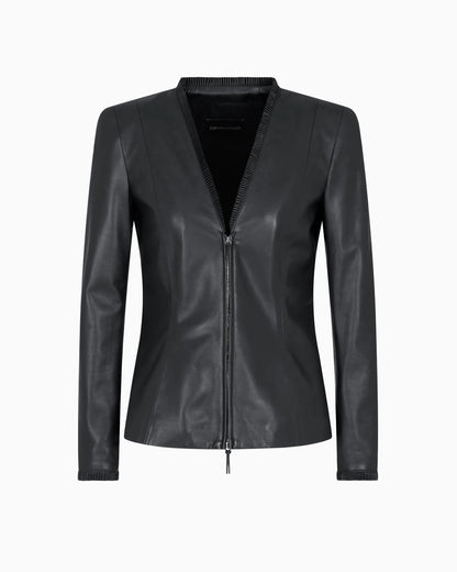 Glove-quality, lambskin nappa leather slim-fit jacket