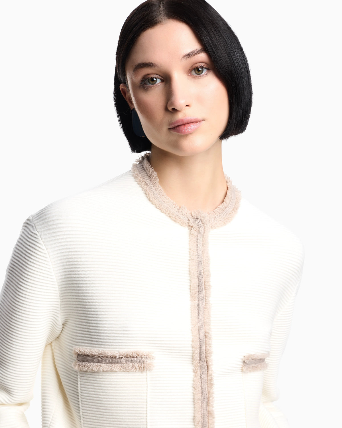Ottoman fabric jacket with fringe trims