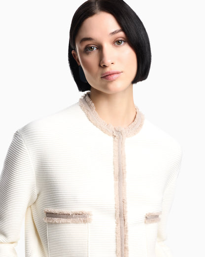Ottoman fabric jacket with fringe trims