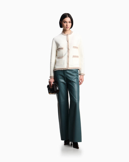 Ottoman fabric jacket with fringe trims
