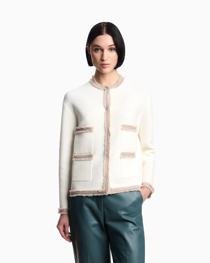 Ottoman fabric jacket with fringe trims