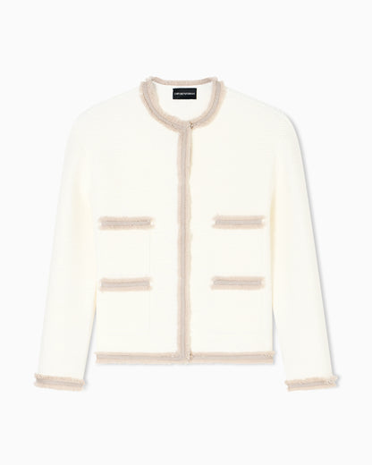 Ottoman fabric jacket with fringe trims