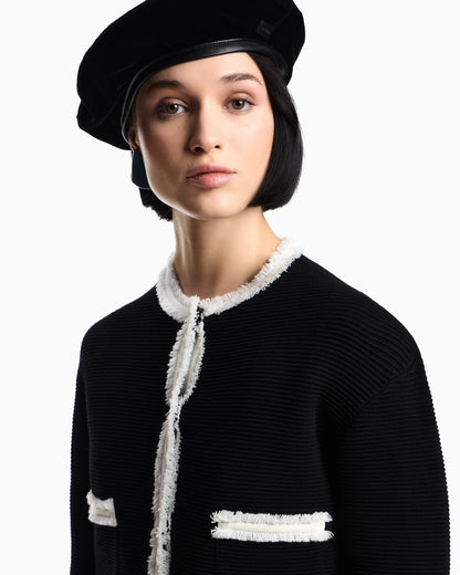 Ottoman fabric jacket with fringe trims