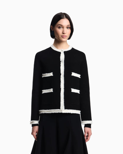 Ottoman fabric jacket with fringe trims