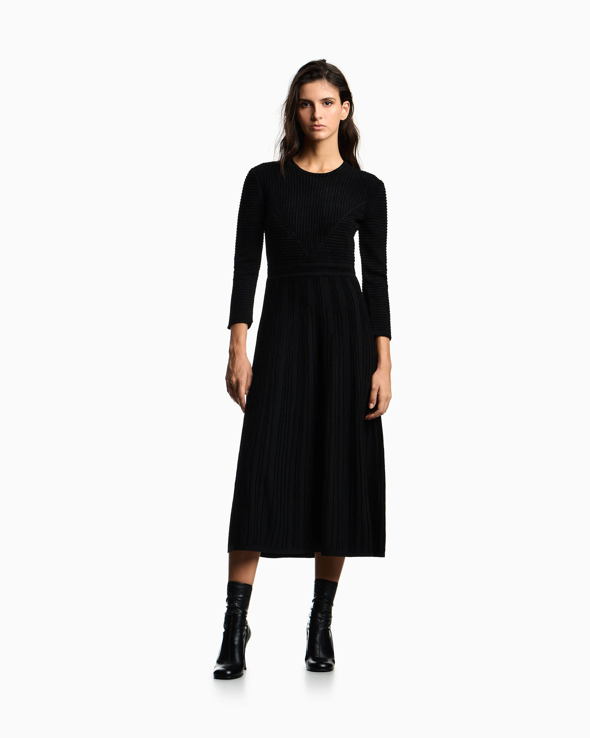 Long dress in ottoman chenille