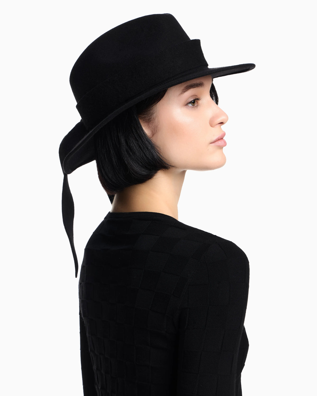 Check-effect knit front and back viscose jumper