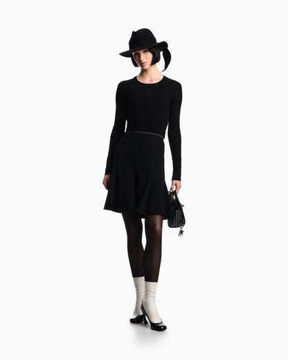 Check-effect knit front and back viscose jumper