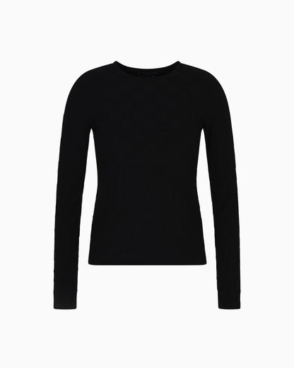 Check-effect knit front and back viscose jumper